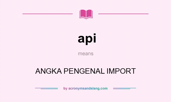 What does api mean? It stands for ANGKA PENGENAL IMPORT