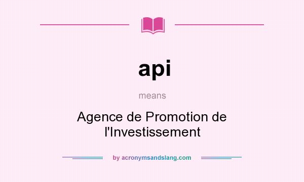 What does api mean? It stands for Agence de Promotion de l`Investissement