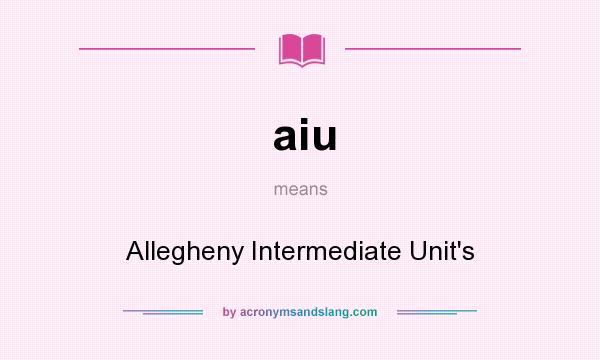 What does aiu mean? It stands for Allegheny Intermediate Unit`s