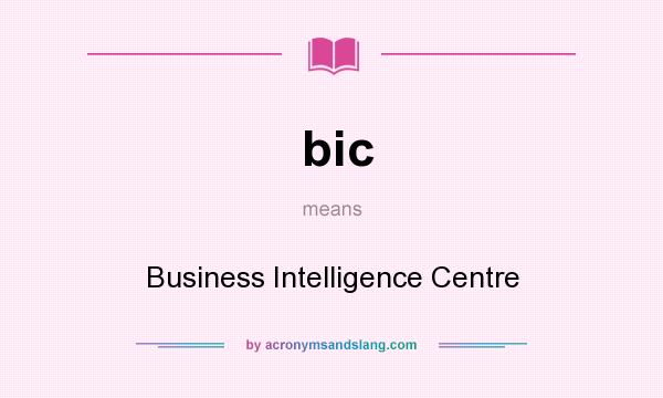 What does bic mean? It stands for Business Intelligence Centre