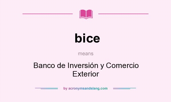 What does bice mean? It stands for Banco de Inversión y Comercio Exterior