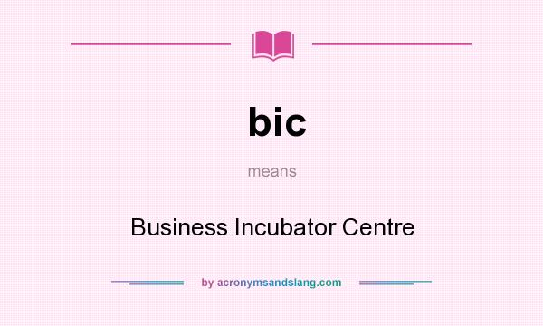 What does bic mean? It stands for Business Incubator Centre