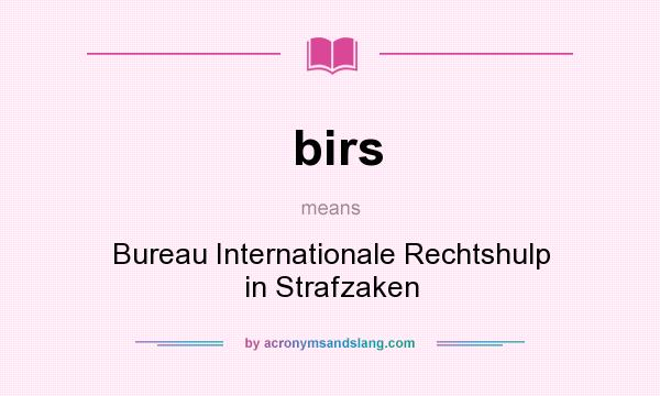 What does birs mean? It stands for Bureau Internationale Rechtshulp in Strafzaken