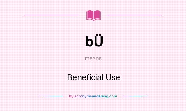 What does bÜ mean? It stands for Beneficial Use