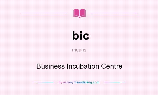 What does bic mean? It stands for Business Incubation Centre