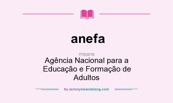 What does anefa mean? It stands for Agência Nacional para a Educação e Formação de Adultos