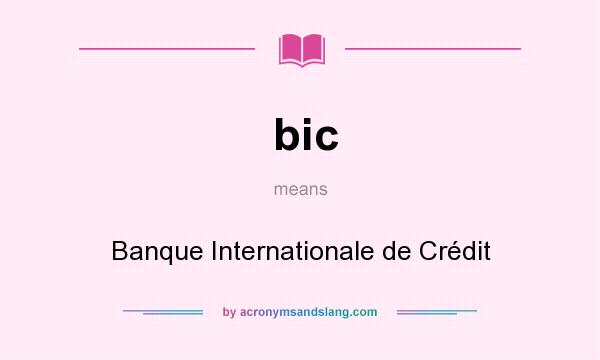 What does bic mean? It stands for Banque Internationale de Crédit