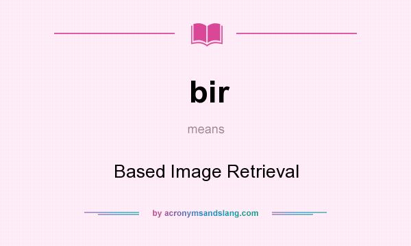 What does bir mean? It stands for Based Image Retrieval