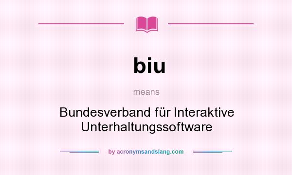 What does biu mean? It stands for Bundesverband für Interaktive Unterhaltungssoftware
