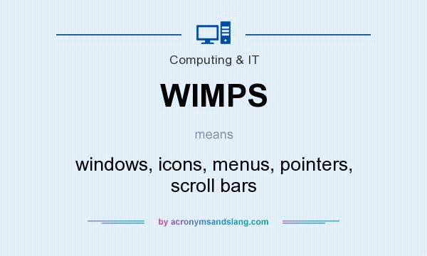 What does WIMPS mean? It stands for windows, icons, menus, pointers, scroll bars