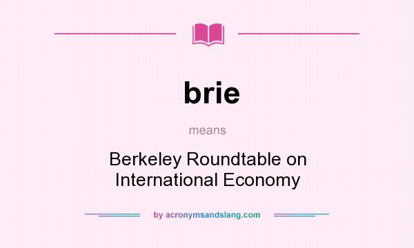 What does brie mean? It stands for Berkeley Roundtable on International Economy