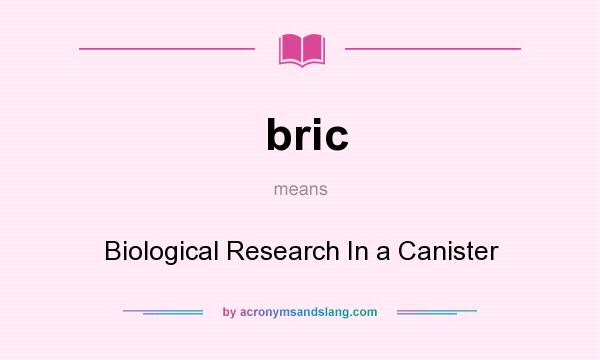 What does bric mean? It stands for Biological Research In a Canister