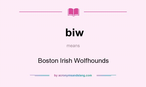 What does biw mean? It stands for Boston Irish Wolfhounds