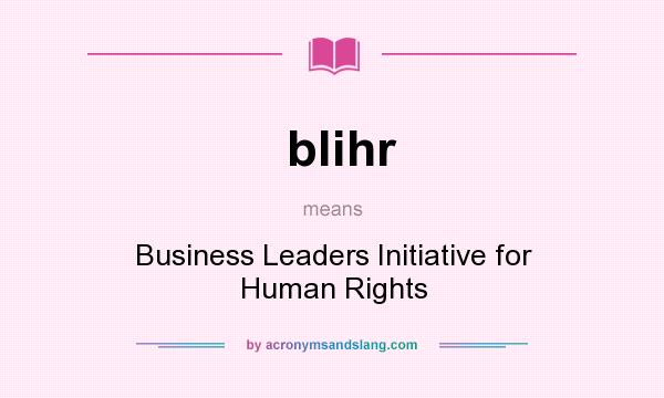 What does blihr mean? It stands for Business Leaders Initiative for Human Rights