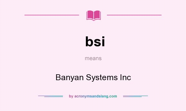 What does bsi mean? It stands for Banyan Systems Inc