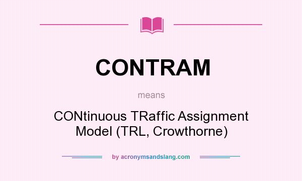 What does CONTRAM mean? It stands for CONtinuous TRaffic Assignment Model (TRL, Crowthorne)