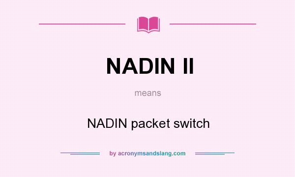 What does NADIN II mean? It stands for NADIN packet switch