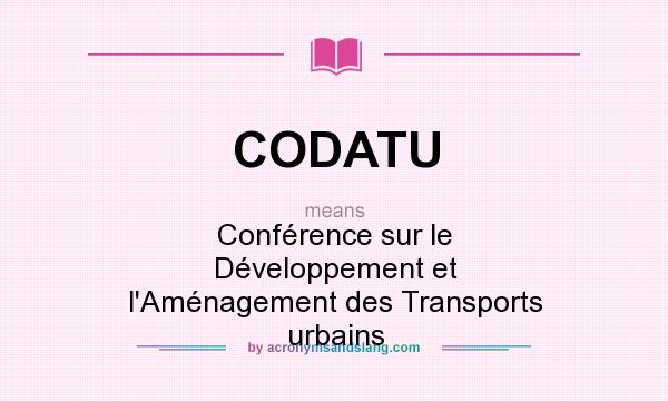 What does CODATU mean? It stands for Confrence sur le Dveloppement et l`Amnagement des Transports urbains