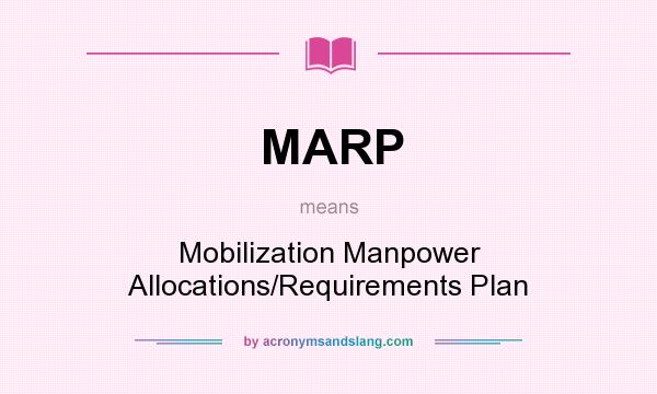What does MARP mean? It stands for Mobilization Manpower Allocations/Requirements Plan