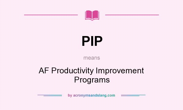 What does PIP mean? It stands for AF Productivity Improvement Programs