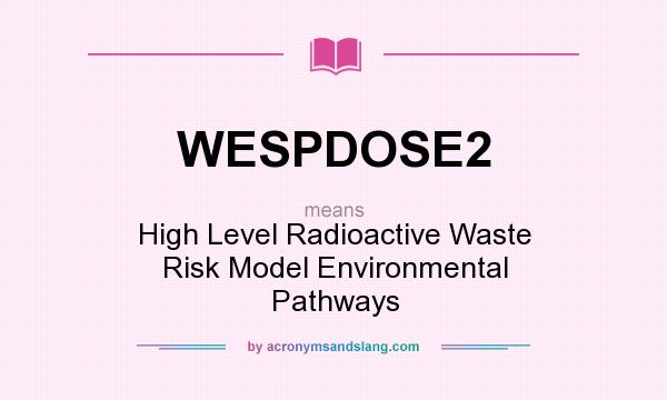 What does WESPDOSE2 mean? It stands for High Level Radioactive Waste Risk Model Environmental Pathways