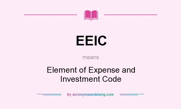 What does EEIC mean? It stands for Element of Expense and Investment Code