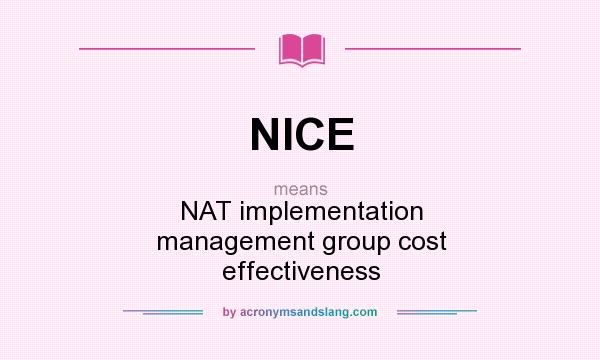 What does NICE mean? It stands for NAT implementation management group cost effectiveness
