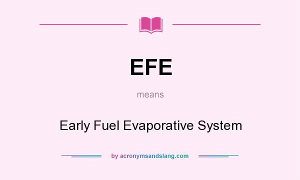 What does EFE mean? It stands for Early Fuel Evaporative System