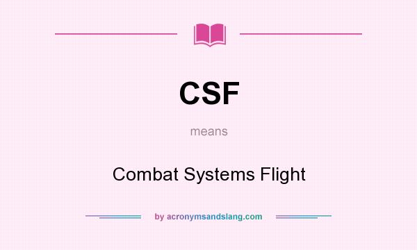 What does CSF mean? It stands for Combat Systems Flight