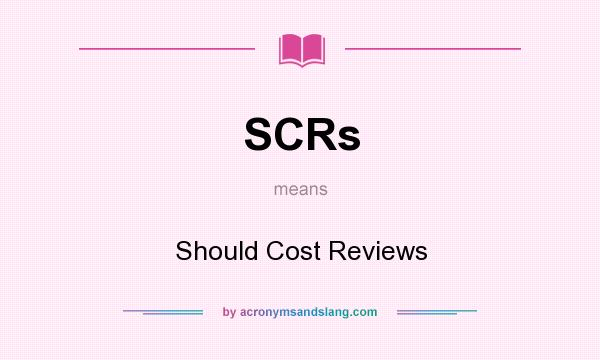What does SCRs mean? It stands for Should Cost Reviews