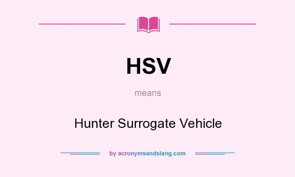What does HSV mean? It stands for Hunter Surrogate Vehicle