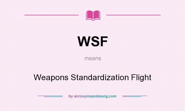What does WSF mean? It stands for Weapons Standardization Flight