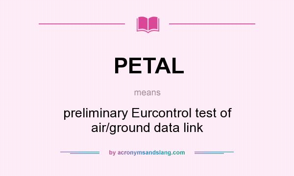 What does PETAL mean? It stands for preliminary Eurcontrol test of air/ground data link