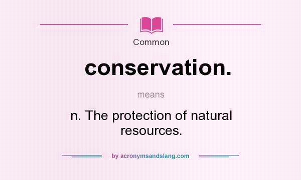 What does conservation. mean? Definition of conservation. - conservation. stands for n. The protection of natural resources.. By AcronymsAndSlang.com