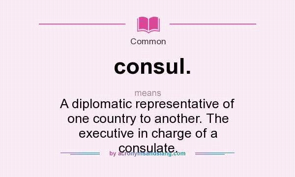What does consul. mean? It stands for A diplomatic representative of one country to another. The executive in charge of a consulate.