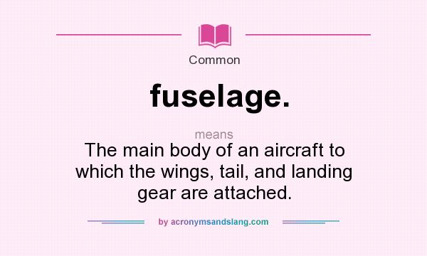 What does fuselage. mean? It stands for The main body of an aircraft to which the wings, tail, and landing gear are attached.