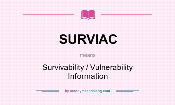 What does SURVIAC mean? It stands for Survivability / Vulnerability Information