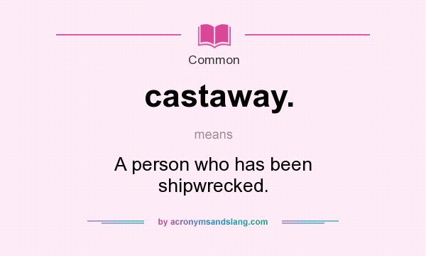 What does castaway. mean? It stands for A person who has been shipwrecked.