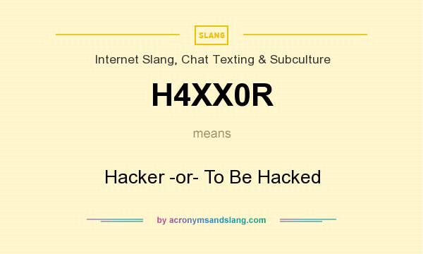 What does H4XX0R mean? It stands for Hacker -or- To Be Hacked
