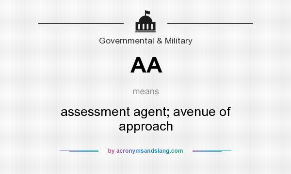 What does AA mean? It stands for assessment agent; avenue of approach
