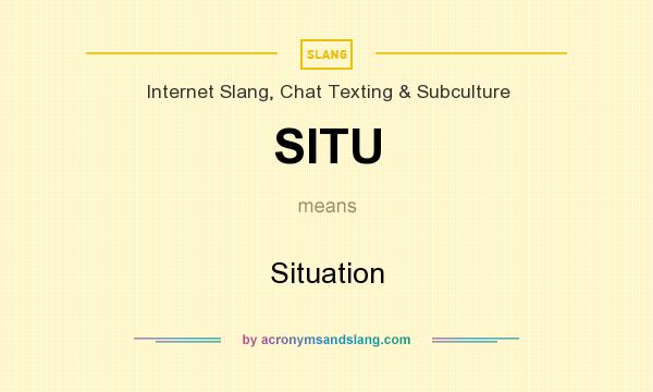 What does SITU mean? It stands for Situation