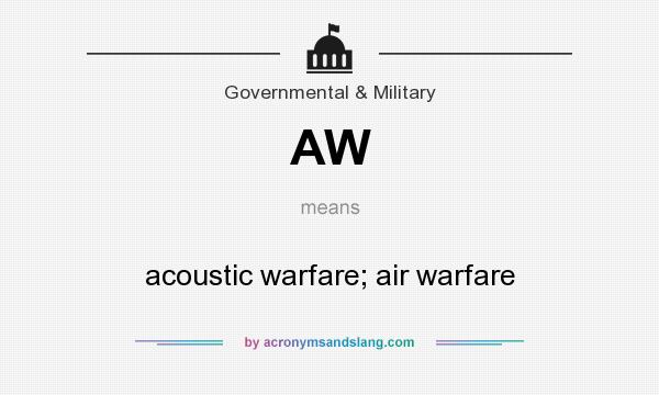 What does AW mean? It stands for acoustic warfare; air warfare