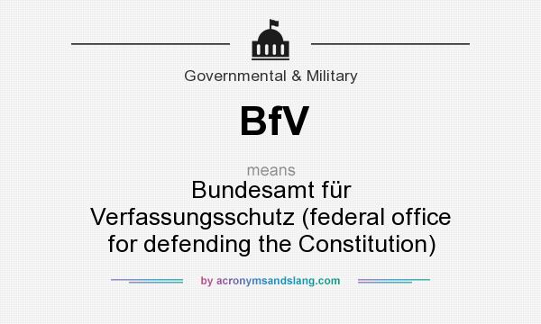 What does BfV mean? It stands for Bundesamt fr Verfassungsschutz (federal office for defending the Constitution)