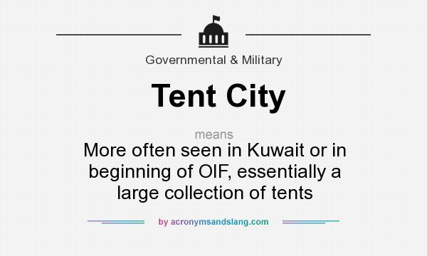 What does Tent City mean? It stands for More often seen in Kuwait or in beginning of OIF, essentially a large collection of tents