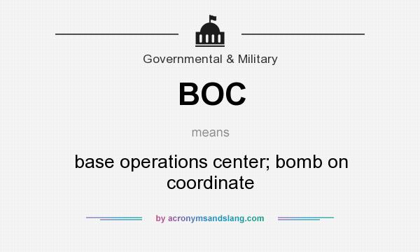What does BOC mean? It stands for base operations center; bomb on coordinate