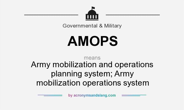 What does AMOPS mean? It stands for Army mobilization and operations planning system; Army mobilization operations system