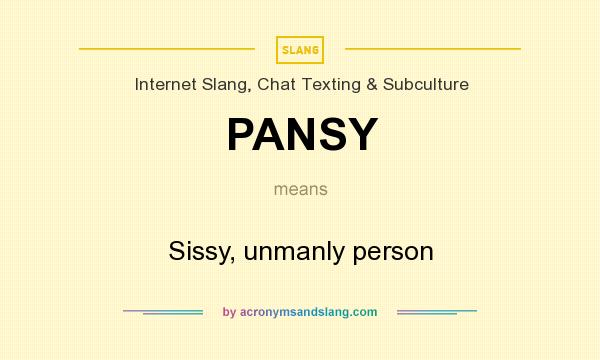 What does PANSY mean? It stands for Sissy, unmanly person