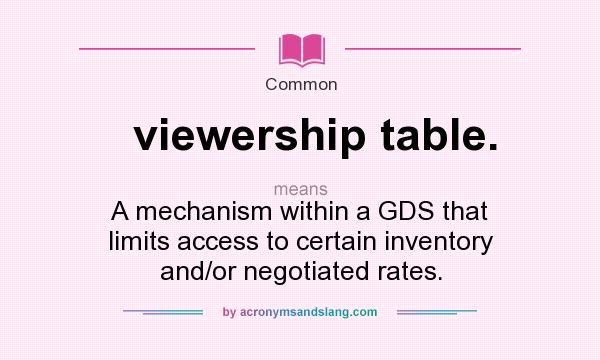 What does viewership table. mean? It stands for A mechanism within a GDS that limits access to certain inventory and/or negotiated rates.