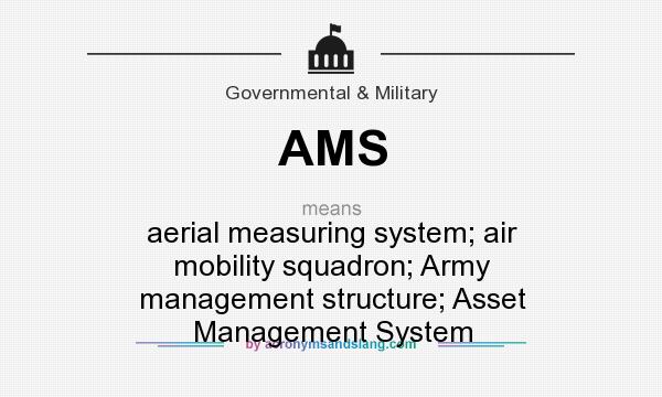 What does AMS mean? It stands for aerial measuring system; air mobility squadron; Army management structure; Asset Management System