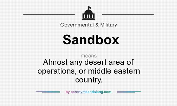 What does Sandbox mean? It stands for Almost any desert area of operations, or middle eastern country.